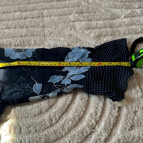 Chapter One Navy Floral Ruffle-Trim Sheer Blouse - Picture 9 of 9